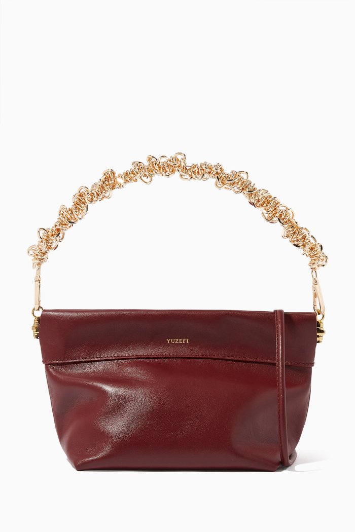 

Giant Coin Purse Clutch in Leather, Burgundy