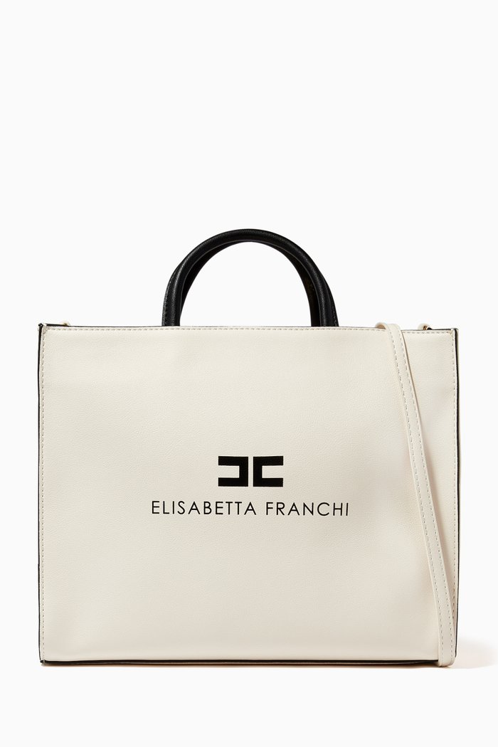 

Logo 12/16 Medium Bag in Faux Leather, White