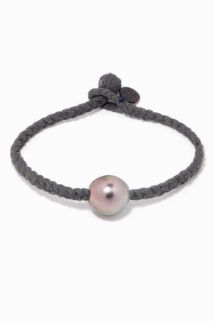 

Pearl Braided Silk Bracelet, Black