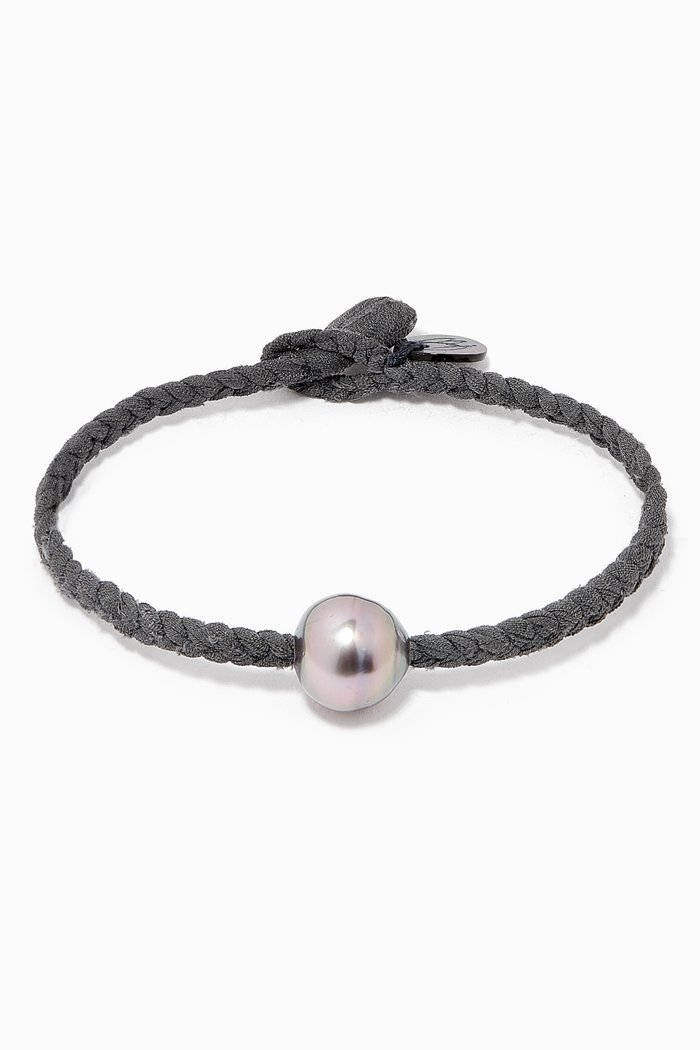 

Pearl Braided Silk Bracelet, Black