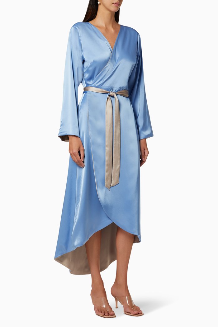 

Double-Sided Satin Wrap Dress, Multicolour