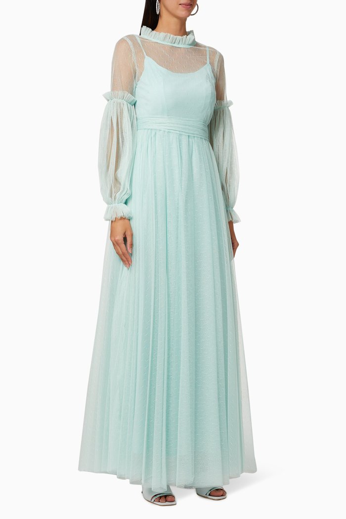

Mesh Maxi Dress, Green