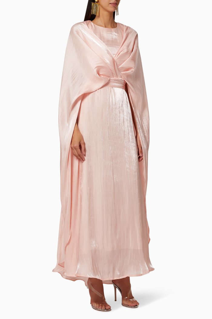

Draped Satin Crepe Dress, Pink