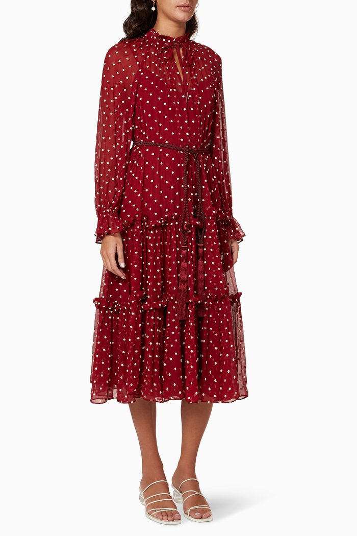 

Ladybeetle Swing Midi Dress, Red