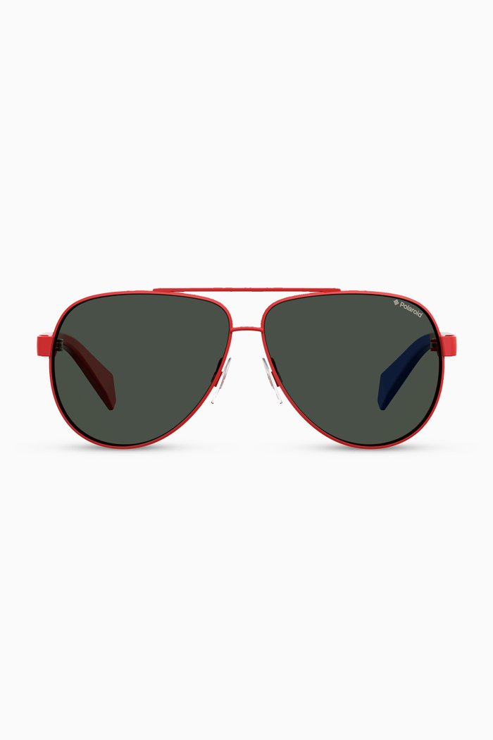 

8034/S Aviator Sunglasses in Metal & Acetate, Red