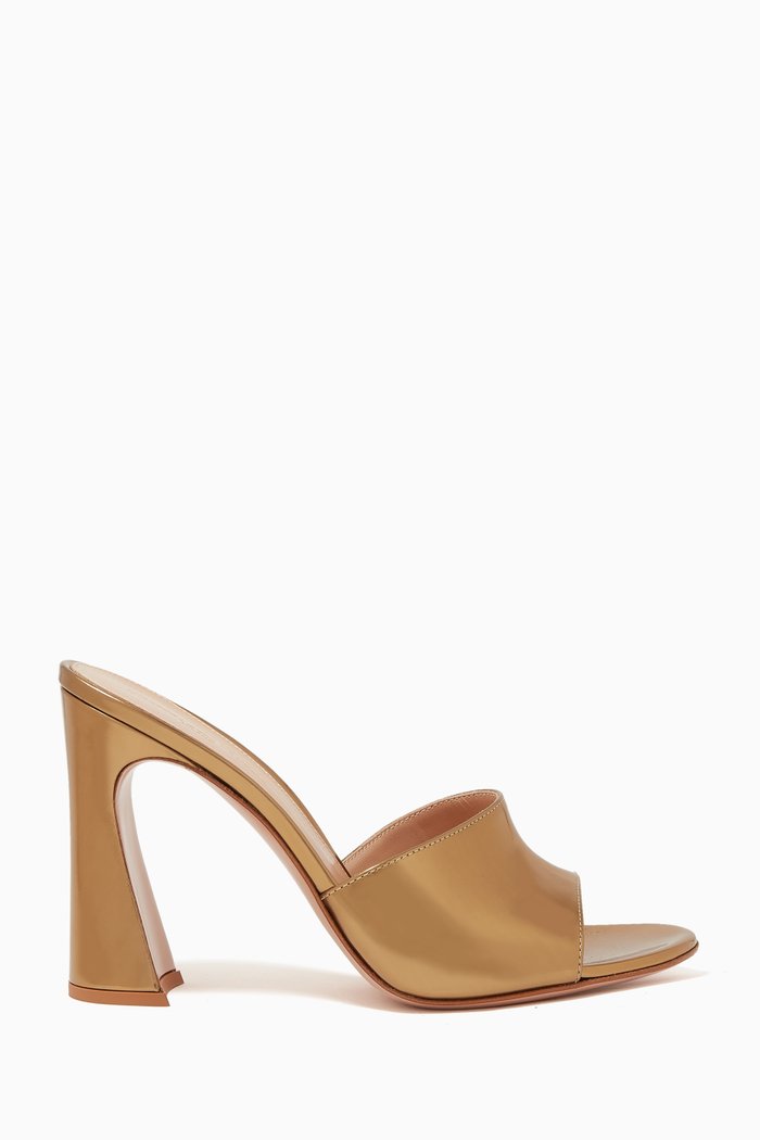 

Mirror 120 Mules in Metallic Leather, Gold