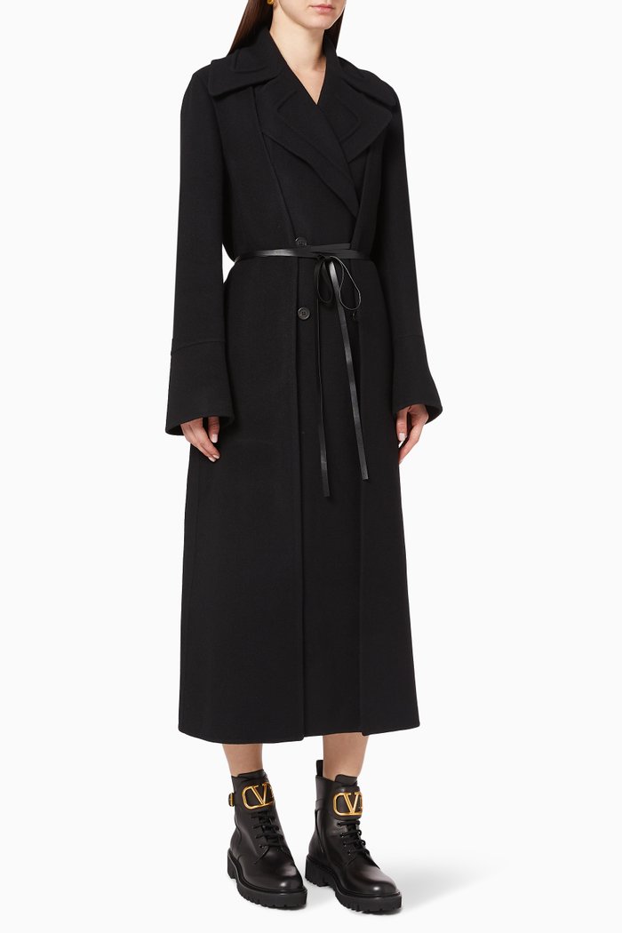 

Double Drap Wool Coat, Black