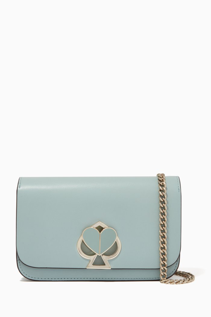 

Nicola Twistlock Medium Sling Bag in Leather, Green