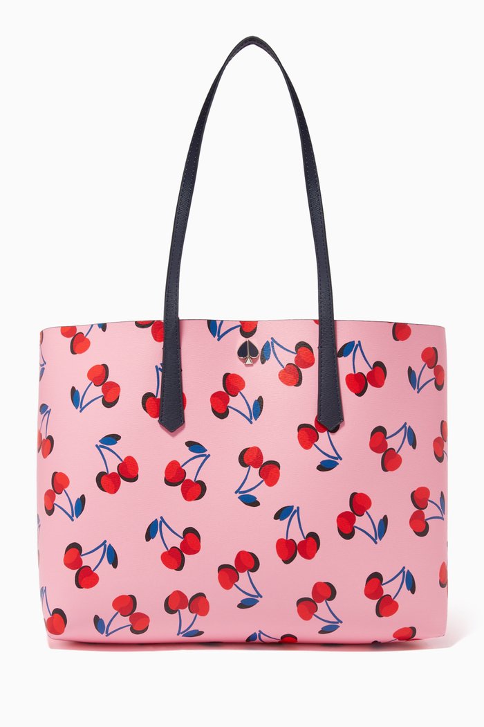 

Molly Cherries Large Tote Bag in PVC, Pink