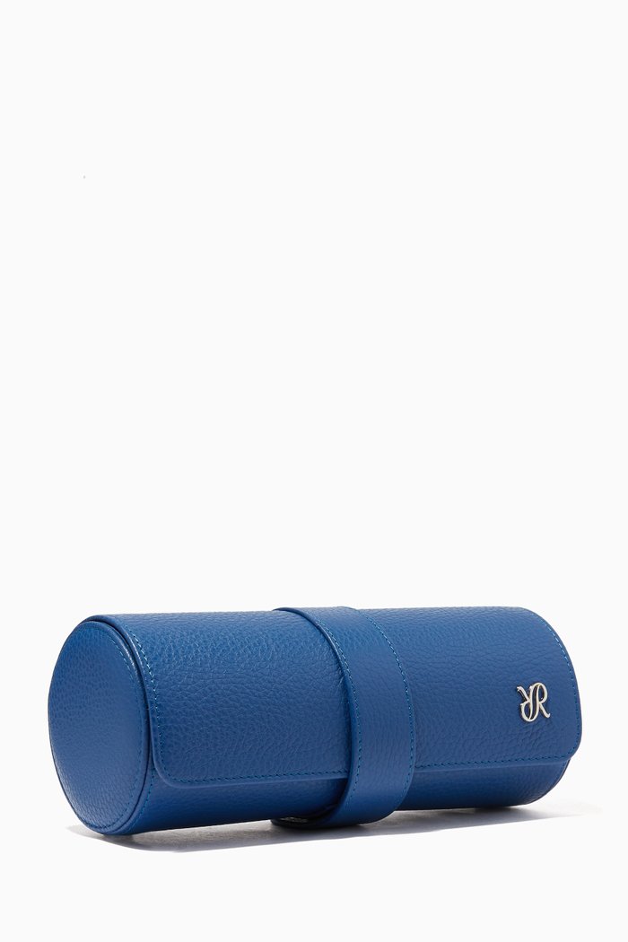 

Berkeley Three Watch Roll in Leather, Blue