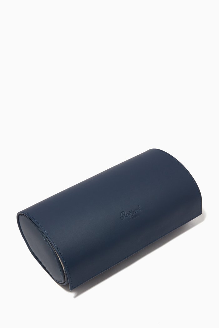 

Hyde Park Three Watch & Cufflinks Roll in Leather, Blue