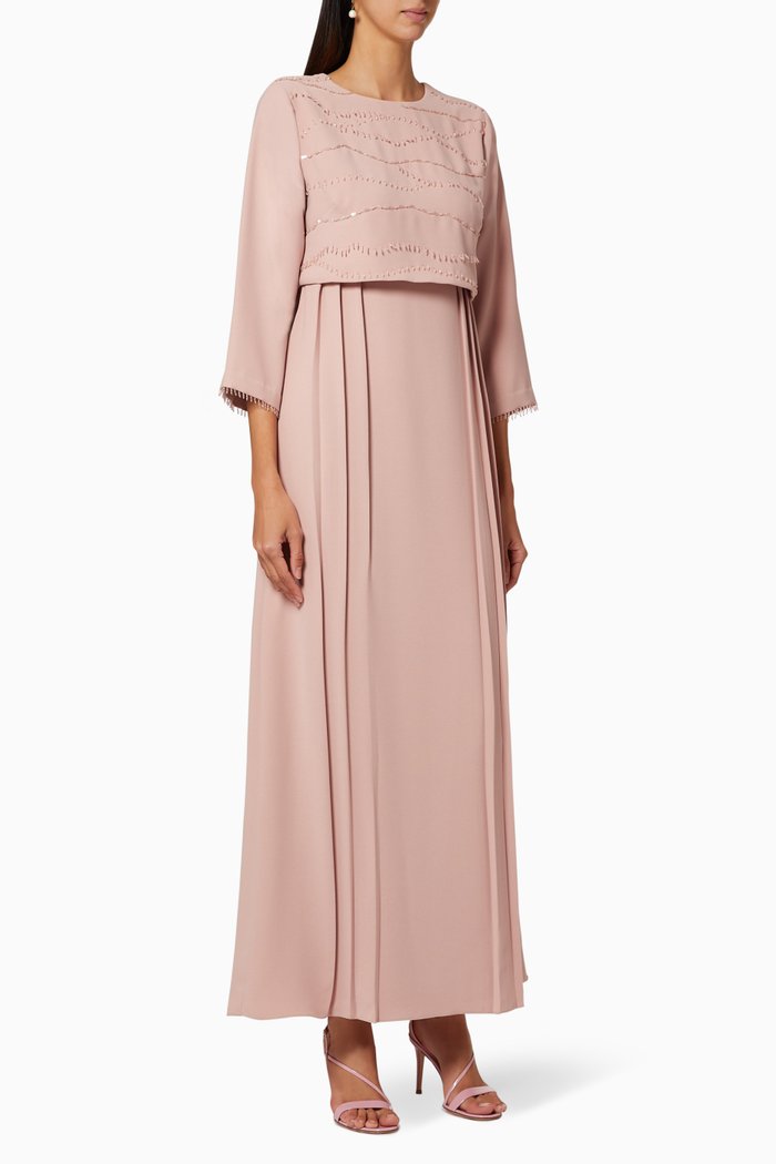 

Layered Embroidered Dress, Pink