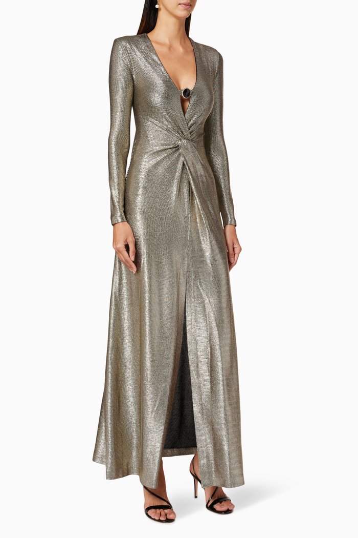 

Circolo Metallic Jersey Dress, Gold