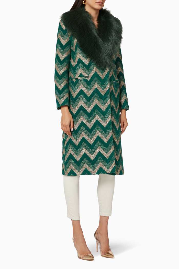 

Libra Chevron Jacquard Coat, Multicolour