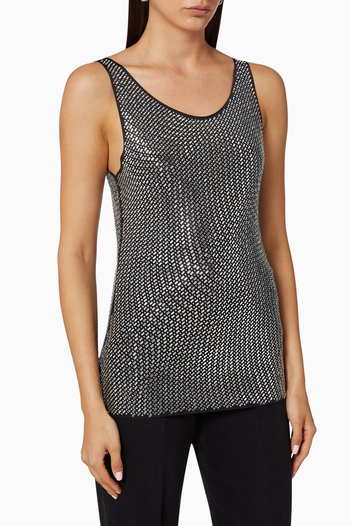 

Bufera Rhinestone Sleeveless Top, Black
