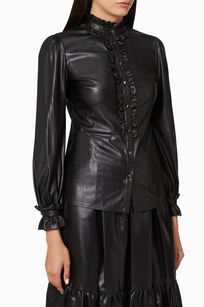 

Bruno Faux Leather Shirt, Black