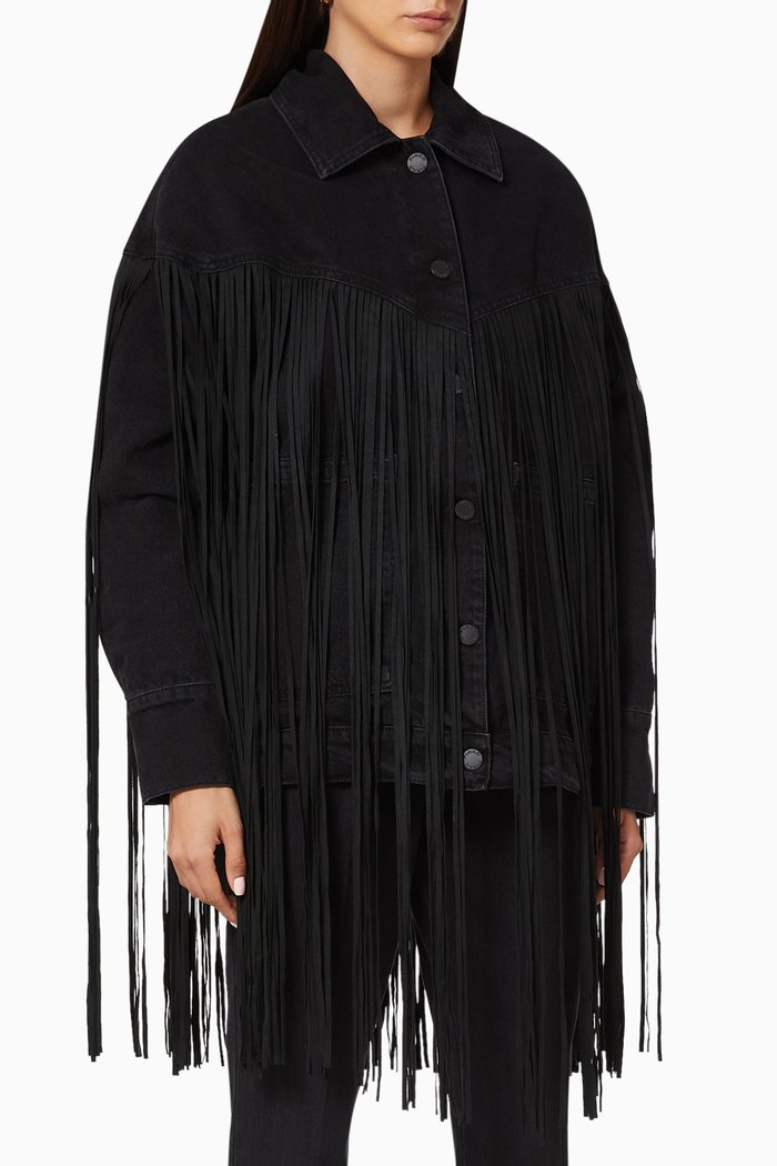 

Janet Fringed Oversized Jacket, Black