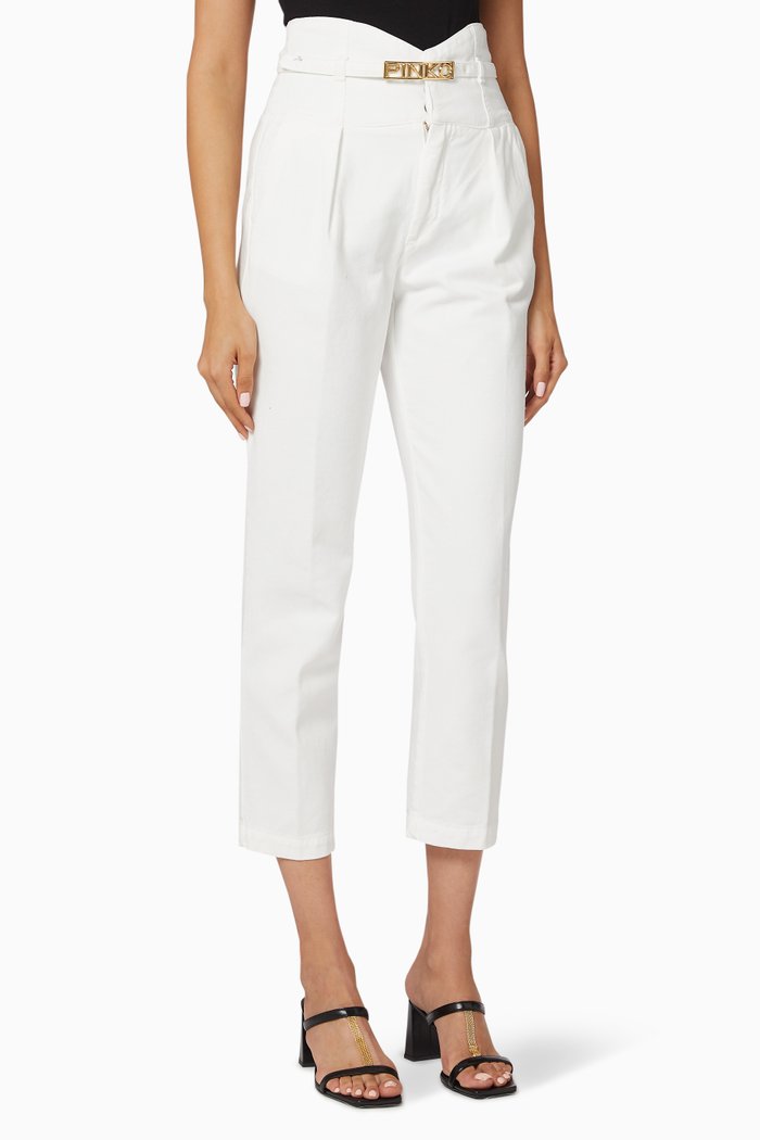 

Ariel 5 High-Waist Chino Pants, White