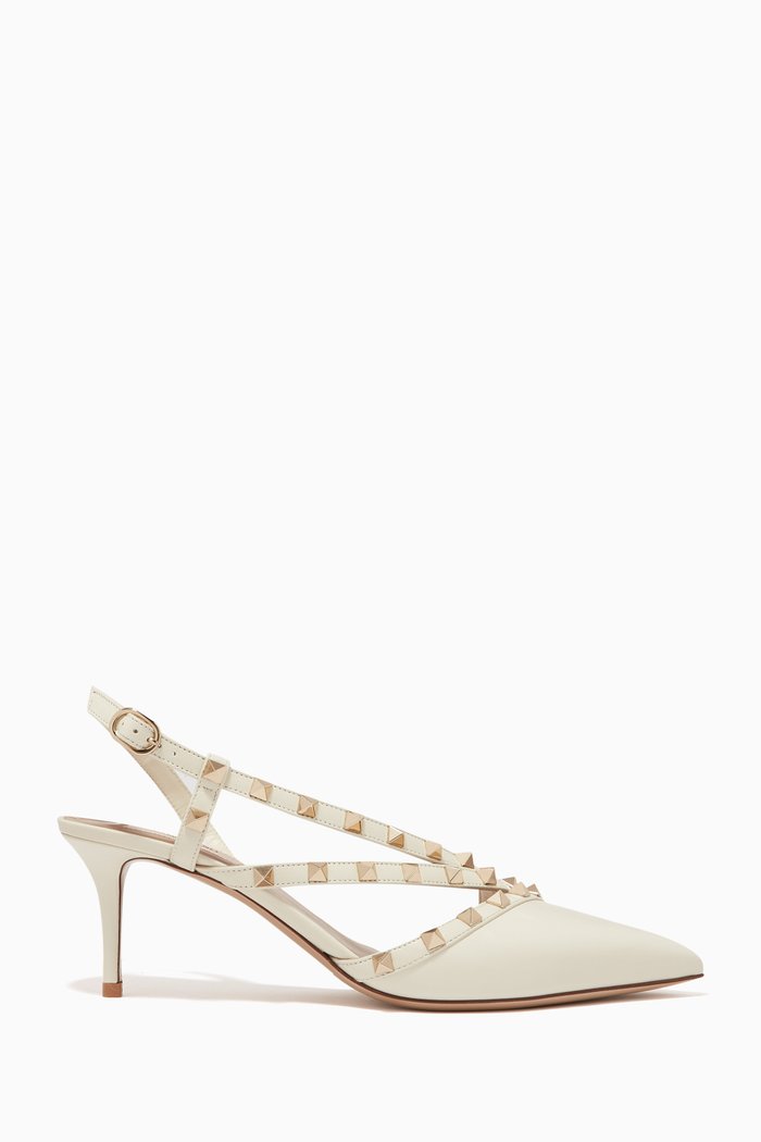 

Valentino Garavani Rockstud Slingback Pumps in Nappa, Neutral