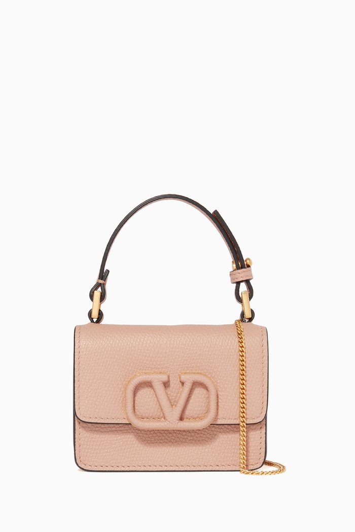 

Valentino Garavani Micro VLOGO Bag in Shiny Leather, Pink