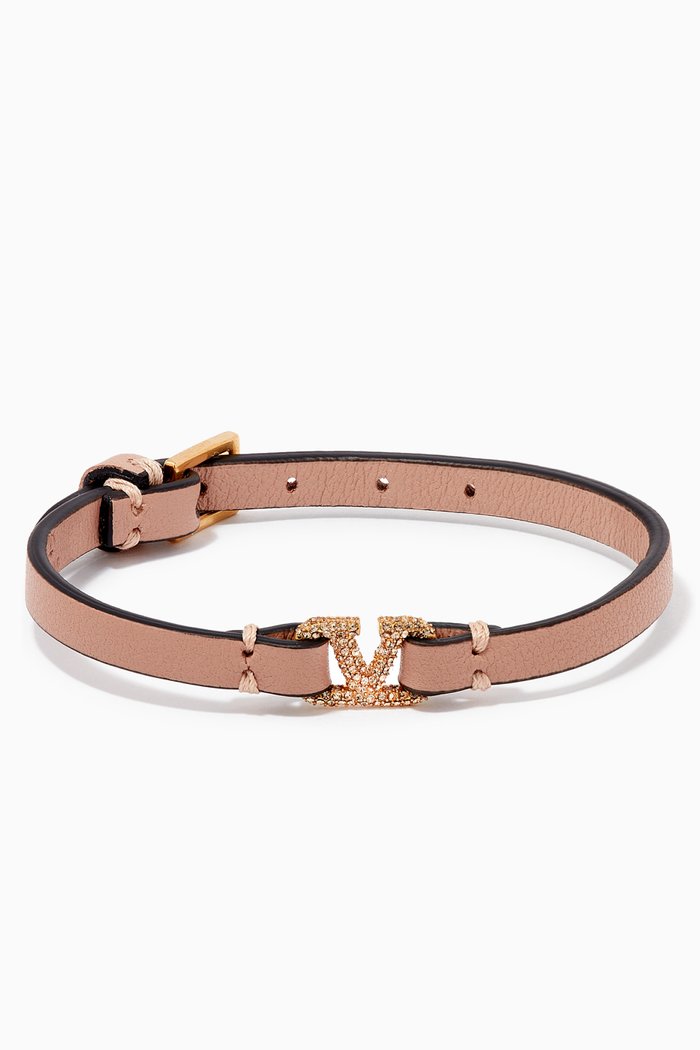 

VLOGO Signature Bracelet in Leather, Pink