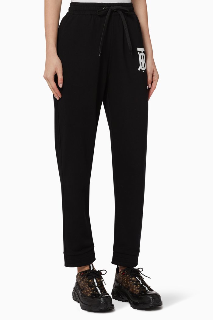 

Monogram Motif Cotton Trackpants, Black