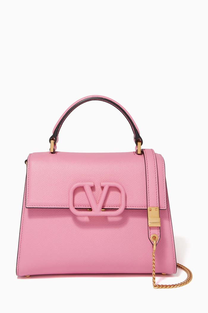 Valentino Garavani VSLING Small Bag in Grainy Calfskin, Pink