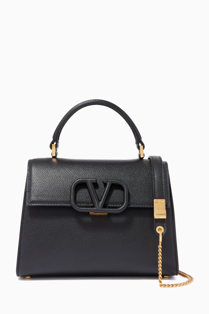 

Valentino Garavani VSLING Small Bag in Grainy Calfskin, Burgundy