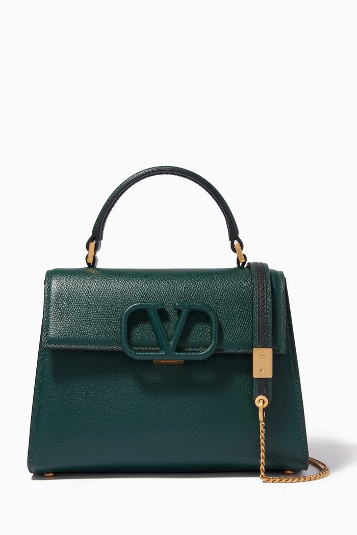 

Valentino Garavani VSLING Small Bag in Grainy Calfskin, Green