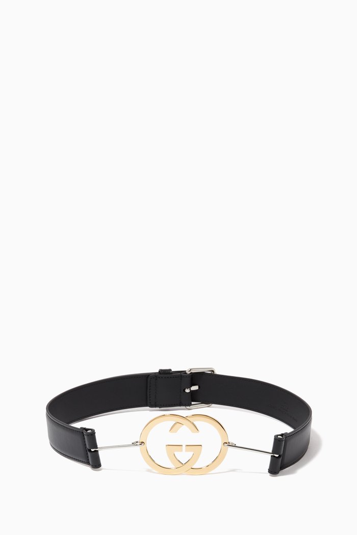 

Interlocking G Buckle Belt in Leather, Black