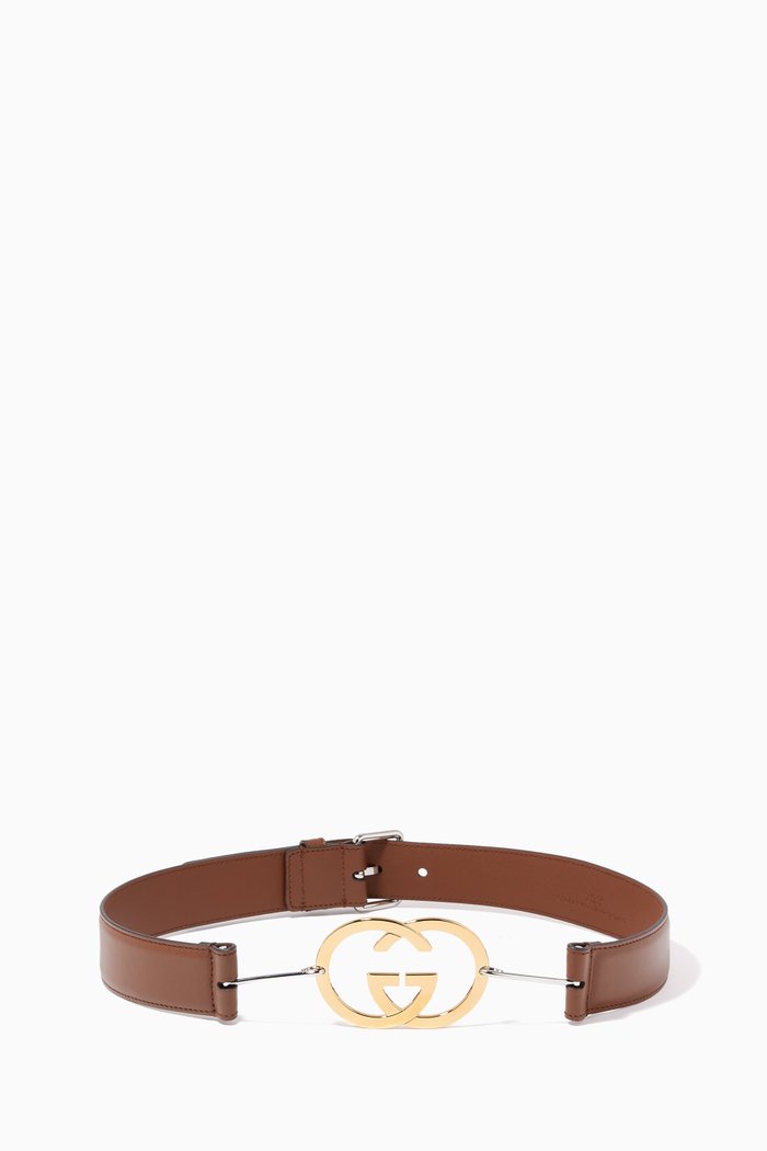 

Interlocking G Buckle Belt in Leather, Brown