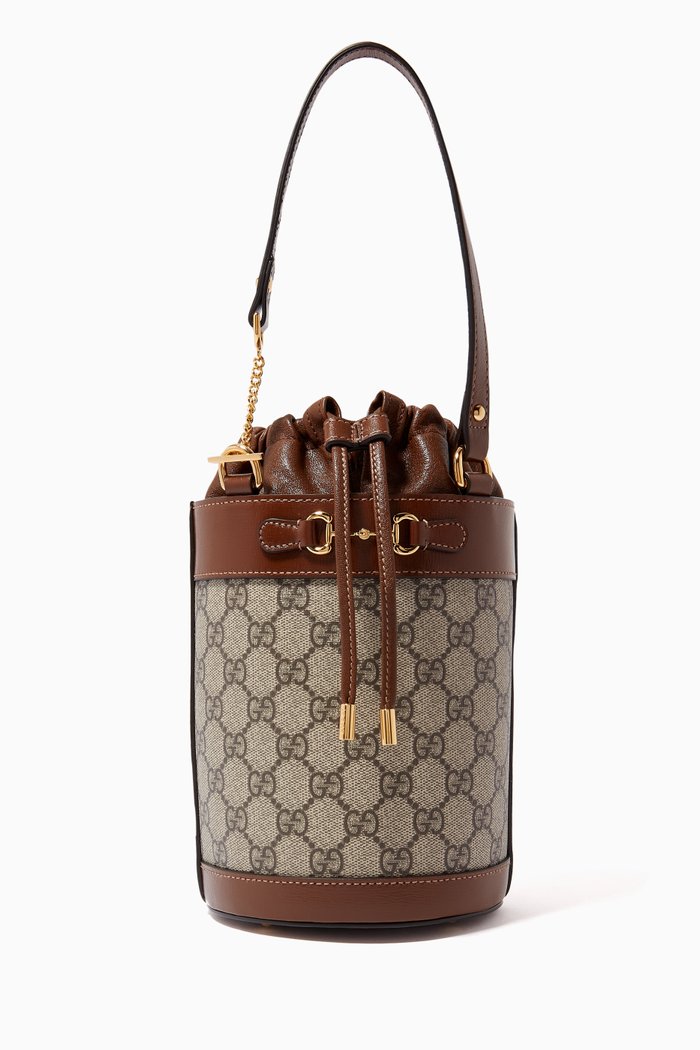 

Small Horsebit 1955 Bucket Bag in Supreme Canvas, Brown
