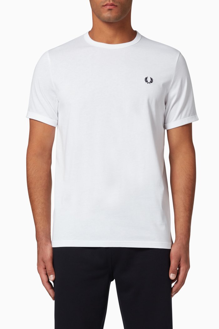 

Ringer Cotton T-Shirt, White