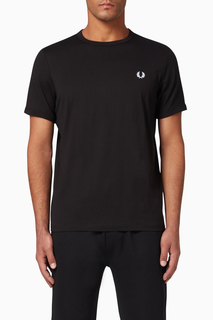 

Ringer Cotton T-Shirt, Black