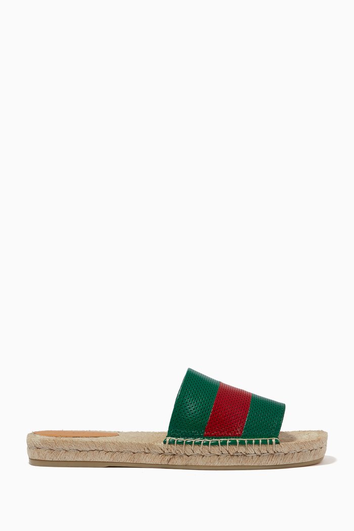 

Web Slides in Perforated Leather, Green