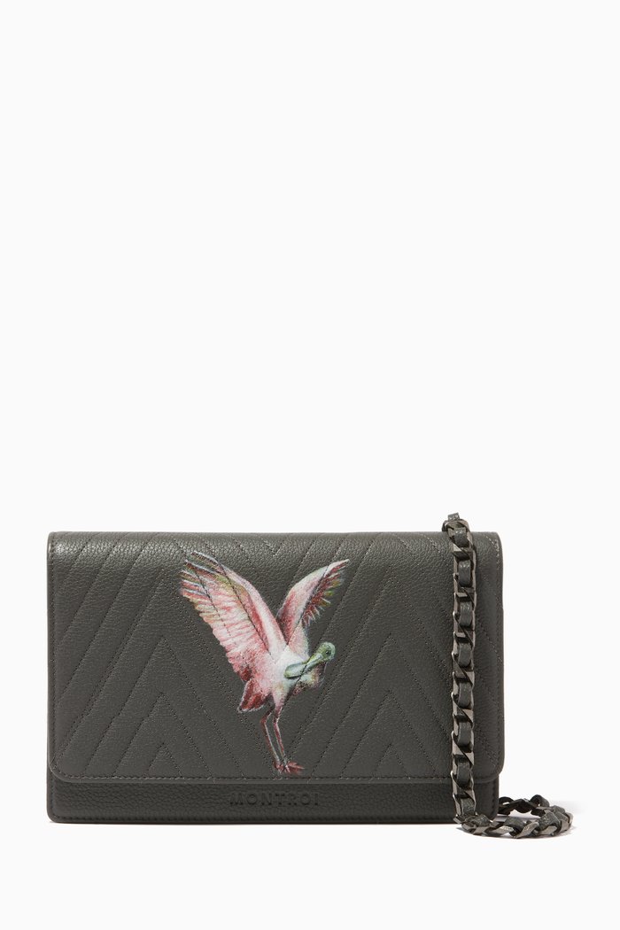 

Spoonbill Wallet on Chain in Leather, Grey