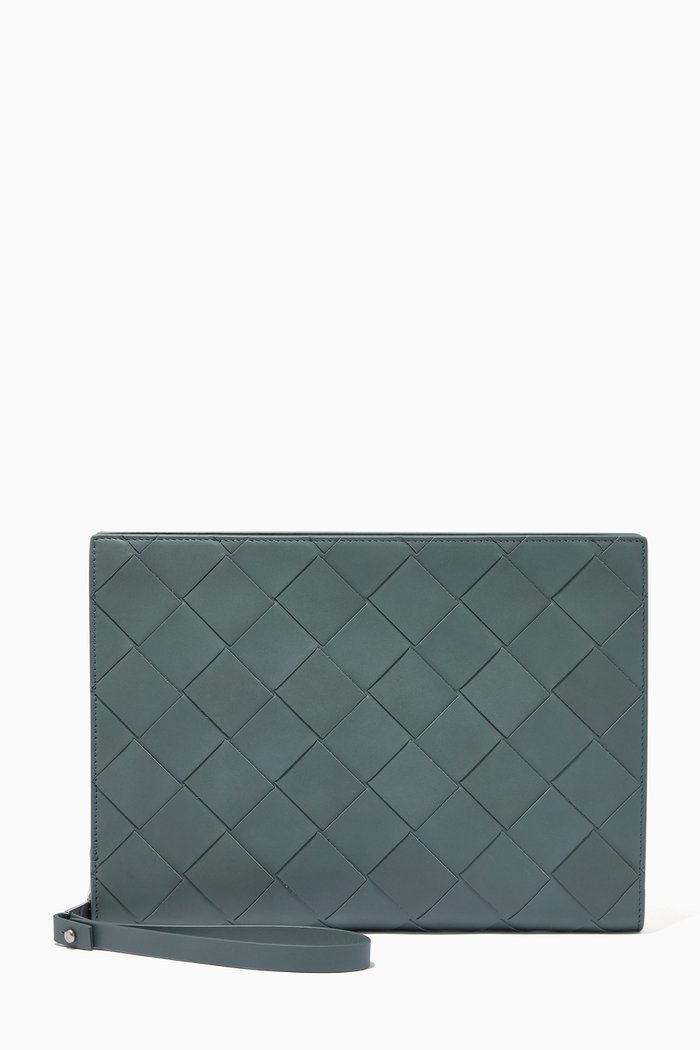 

Document Case in Intrecciato Calfskin, Grey