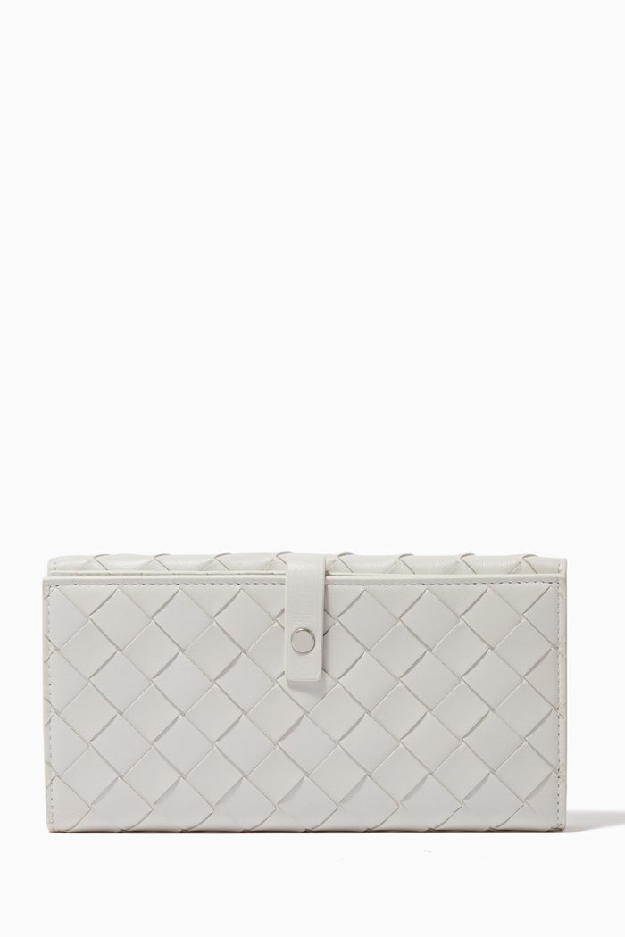 

French Wallet in Intrecciato Nappa, White