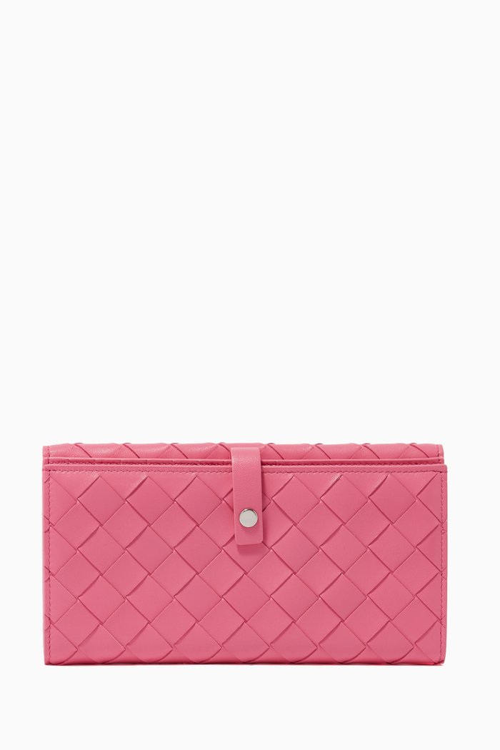 

French Wallet in Intrecciato Nappa, Pink
