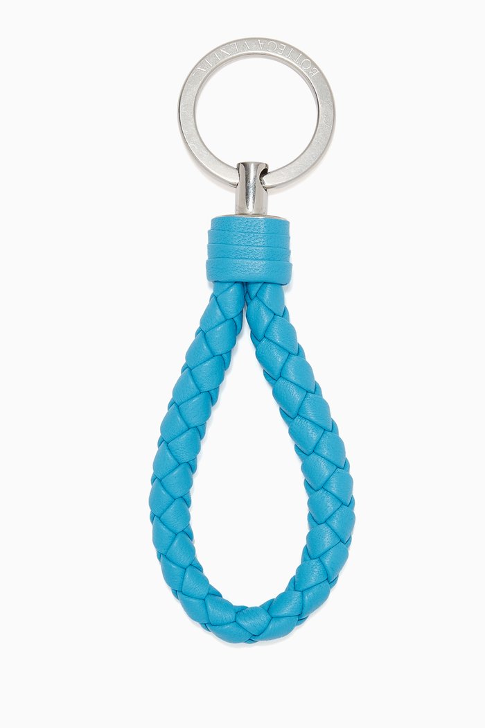 

Key Ring in Intrecciato Nappa, Blue