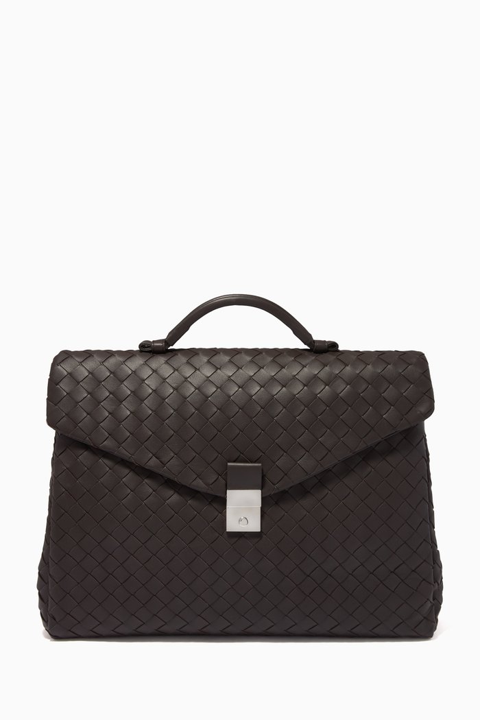 

Briefcase in Intrecciato Napa, Brown