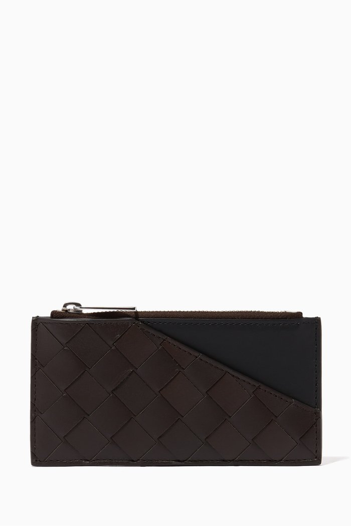 

Card Case in Intrecciato Calfskin, Brown