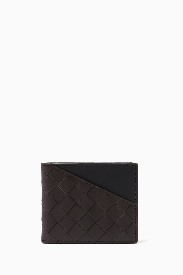 Wallet in Intrecciato Calfskin, Brown