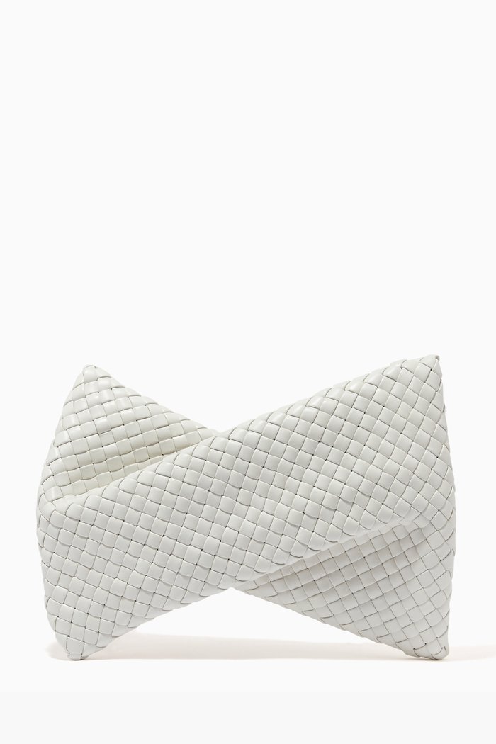 

BV Crisscross Clutch in Padded Intrecciato Nappa, White