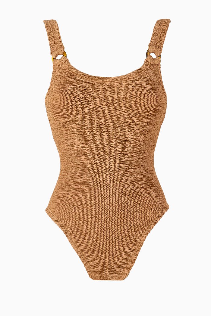 

Domino One-Piece Swimsuit, Brown