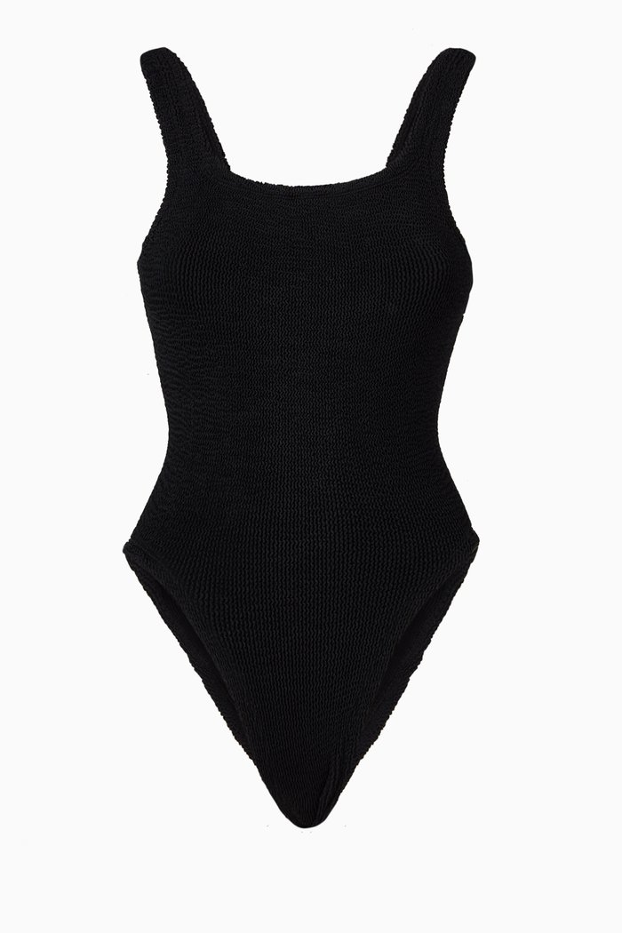 

Square Neck One-Piece Swimsuit, Black