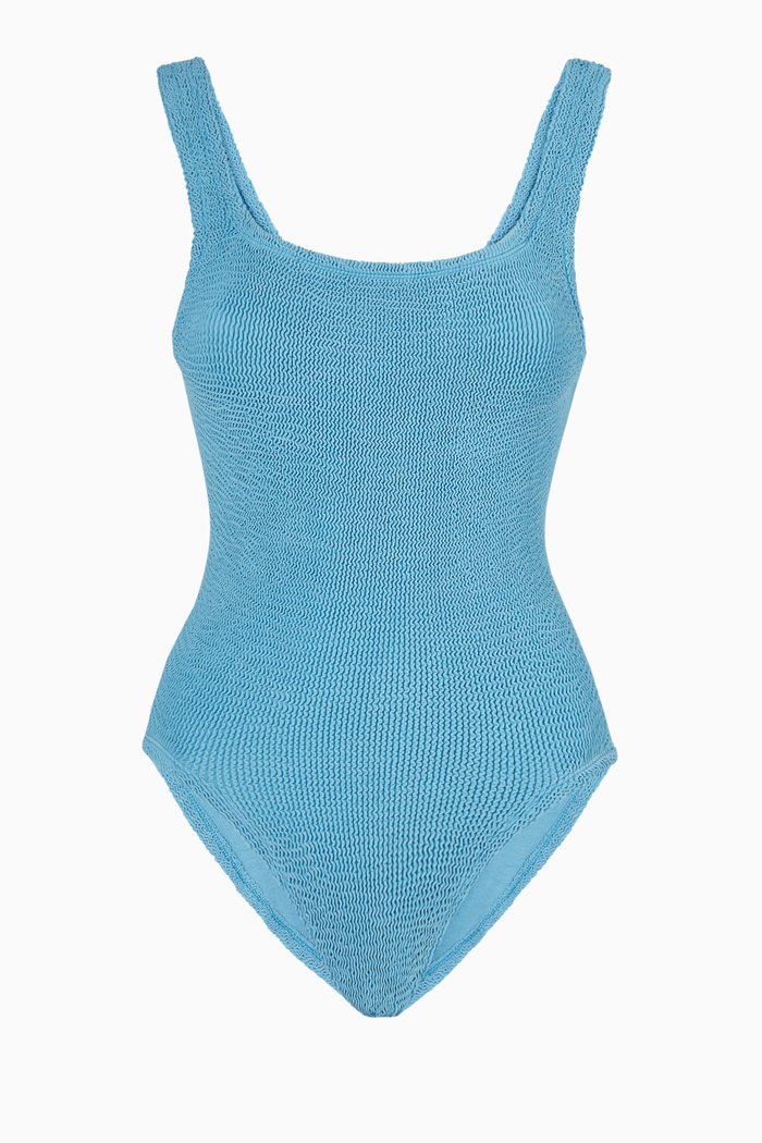 

Square Neck One-Piece Swimsuit, Blue
