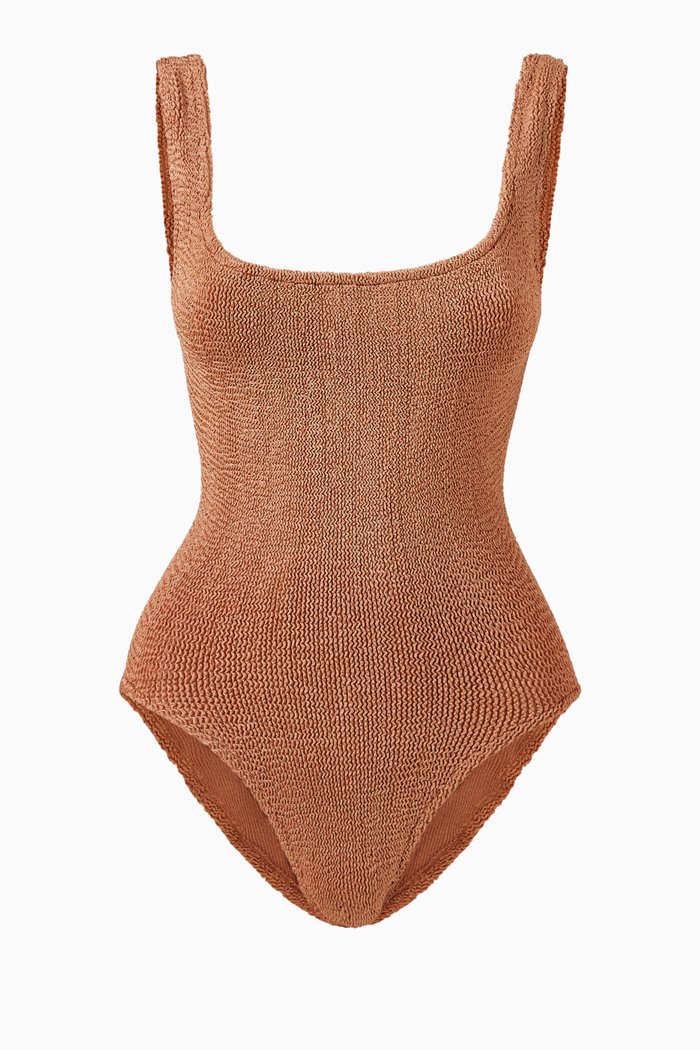 

Square Neck One-Piece Swimsuit, Brown