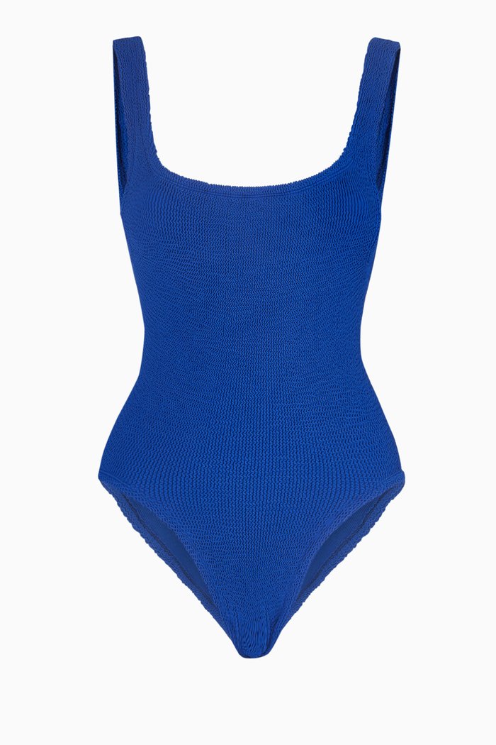 

Square Neck One-Piece Swimsuit, Blue
