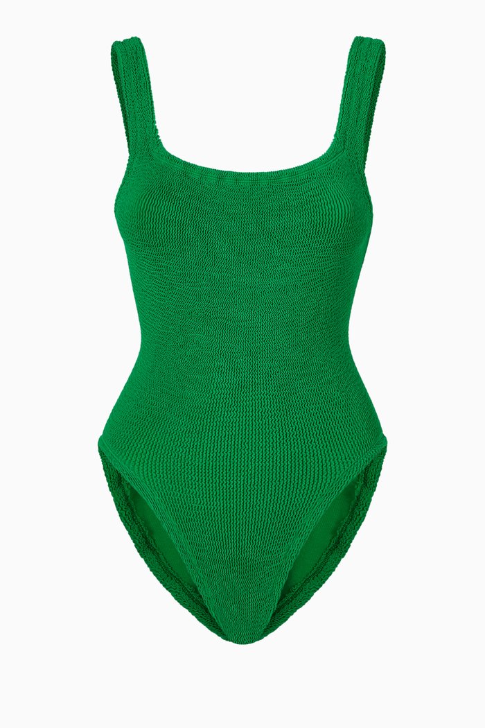 

Square Neck One-Piece Swimsuit, Green